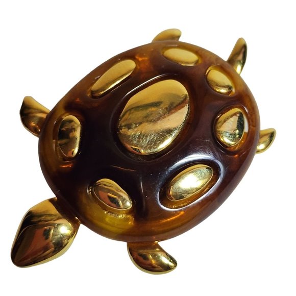 Vintage Liz Claiborne Gold Tone Turtle Brooch Pin - Picture 3 of 11